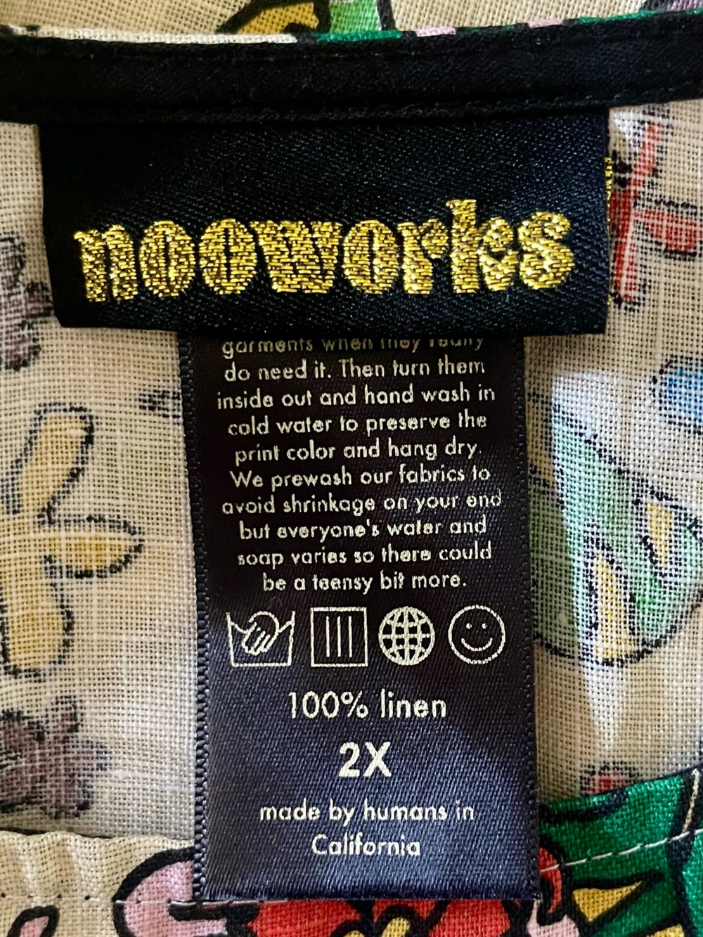 Nooworks 100% Linen “Bug Out" Sleeveless  Size 2X Maxi Dress - Picture 5 of 7